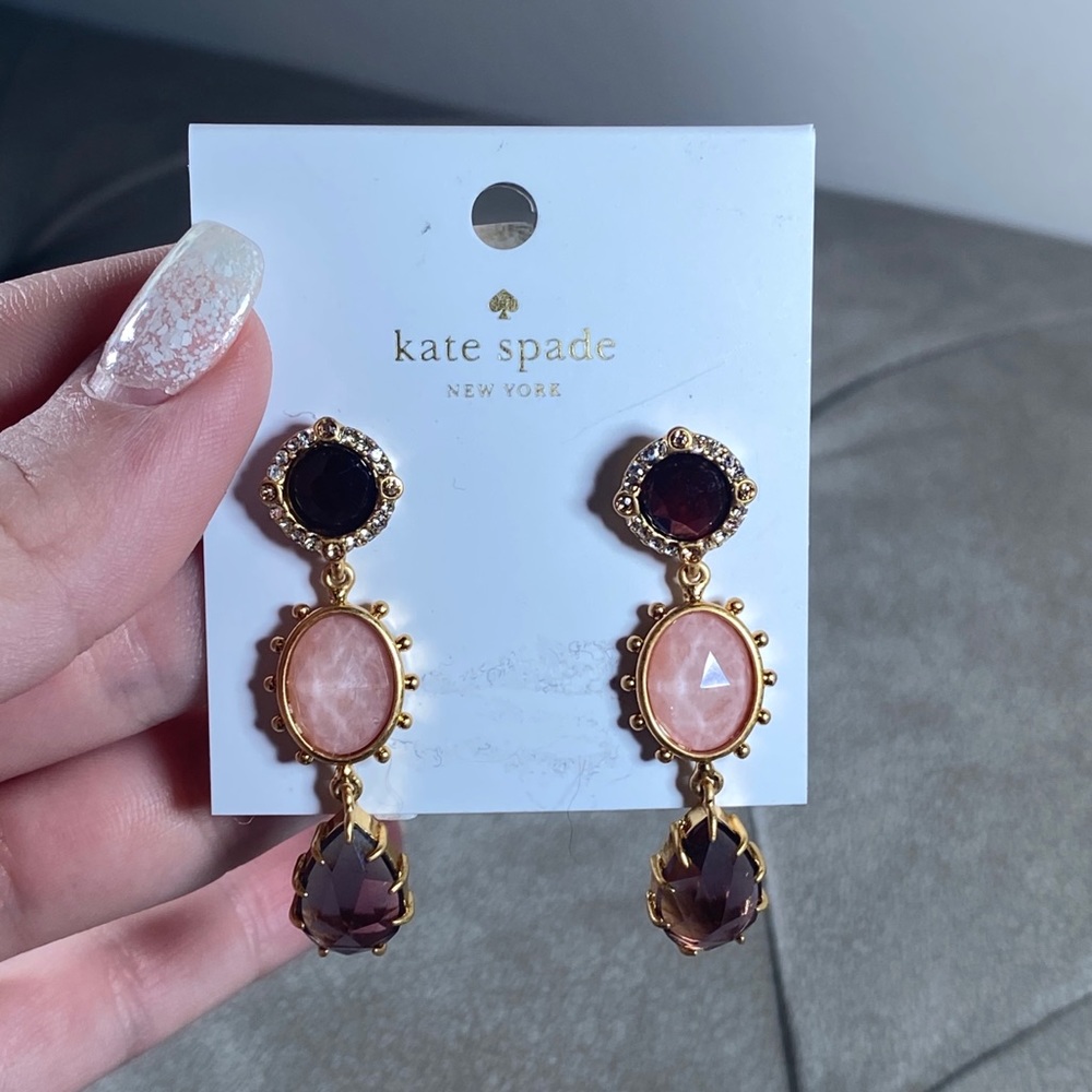 Kate Spade Pink & Purple Gem Drop Earrings - Picture 3 of 9